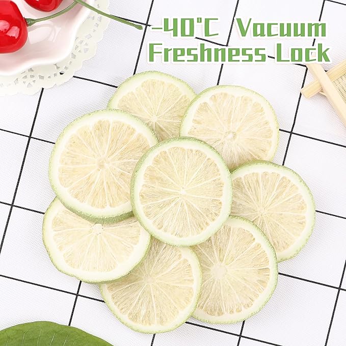 Haomly Freeze-dried Seedless Lime Slices,2.8oz(80g),Dehydrated Limes for Cocktails,Tea, Snacking, Baking, Smoothies, Garnishing, and Desserts,100% Natural Dried Limes.
