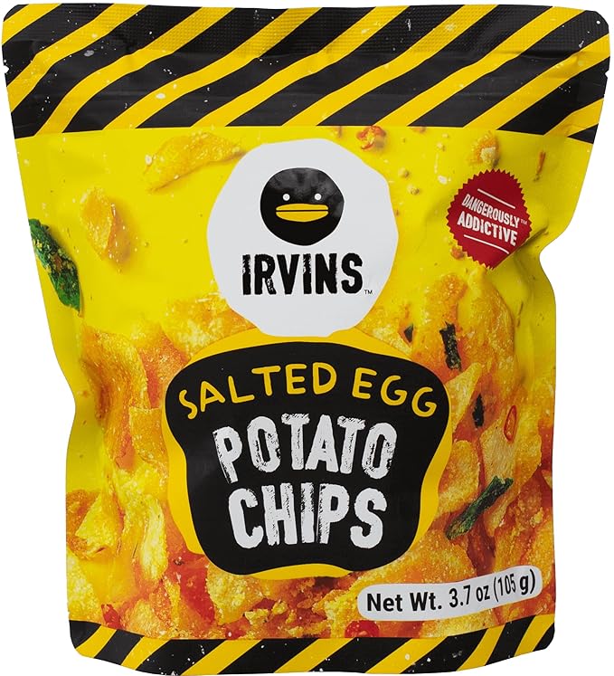IRVINS Potato Chips Crisps Variety Pack Of 3: Salted Egg Potato Chips (3.7 oz), Spicy Salted Egg Potato Chips (3.7 oz), Truffle Potato Chips (2.5 oz)