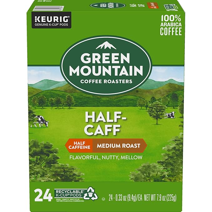Green Mountain Coffee Roasters Half Caff Coffee, Keurig Single-Serve K-Cup pods, Medium Roast, 96 Count