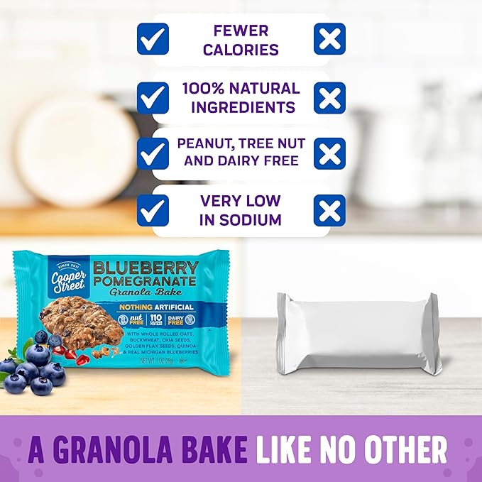 Cooper Street Cookies Chewy Granola Bakes Blueberry Pomegranate, 1 Ounce (36 Count)