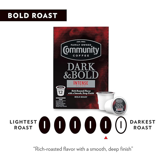 Community Coffee Dark & Bold Intense Blend 24 Count Coffee Pods, Compatible with Keurig 2.0 K-Cup Brewers, 24 count (Pack of 1)