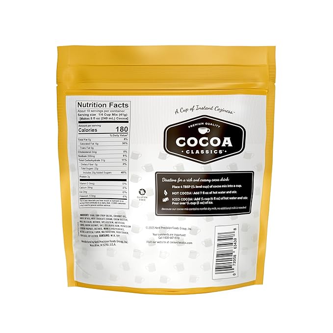 Cocoa Classics Arctic White Cocoa Mix, Hot Chocolate, Made with Nonfat Milk, Just Add Hot Water, Make Hot or Iced Cocoa, Gluten Free, 14.8 oz Pouch (Pack of 1)
