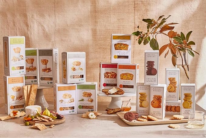 Rustic Bakery Handmade Sourdough Flatbread Cracker Bites - Rosemary & Olive Oil - Rosemary Charcuterie Crackers for Cheese Platters or Snacking - Made in California - Pack of 4, 6 Oz Bags