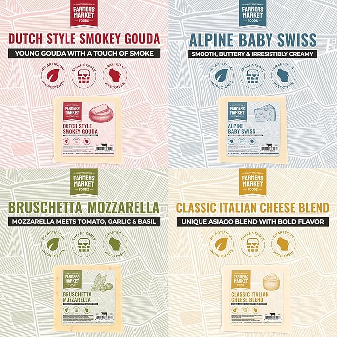 Farmers Market, Gluten Free, Keto, Paleo, Low Sodium, Zero Sugar, Wisconsin Cheese Gift Sets, World Cheese Assortment