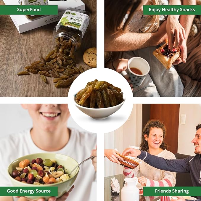 Naturebliss Premium Green Raisins, Long-Grain, Jumbo Seedless Grapes Dried Fruit Snacks, No Sugar Added, Non-GMO, Naturally Shade-Dried Raisins, Healthy Energy Snacks (6 OZ/Pack of 1)