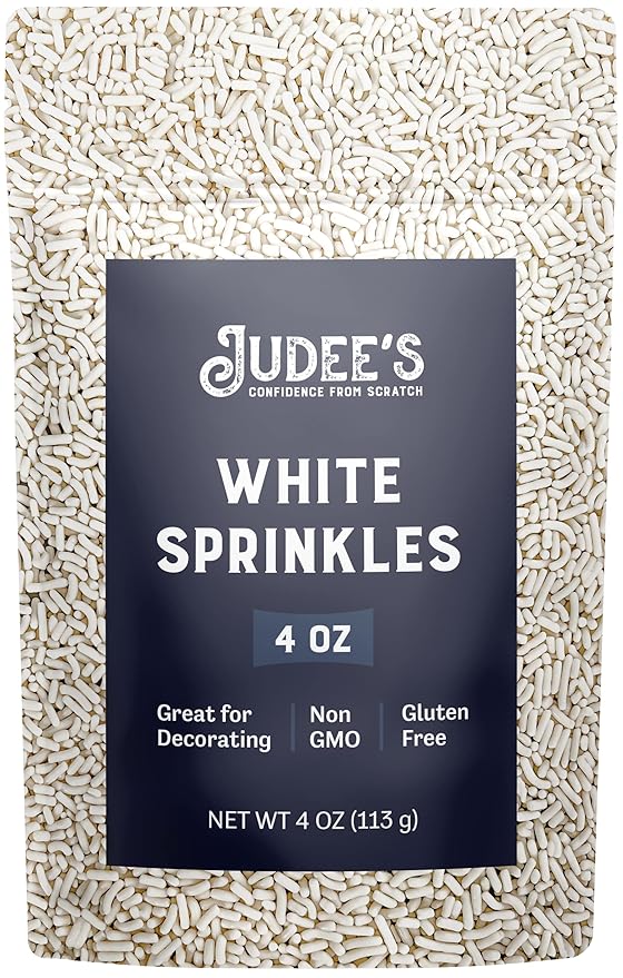 Judee's Gluten Free White Sprinkles (4 oz) - Nut & Gluten Free Sprinkles - Brighten Up Baked Goods for Cookies, Desserts, Ice Cream Toppings & Cake Decoration