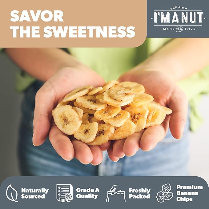 Premium Dried Banana Chips 64oz | Non-GMO, Batch Tested Gluten & Peanut Free | Ethically Sourced for Guilt-Free Snacking | Fresh, Crispy & Sweetened for Delicious Flavor