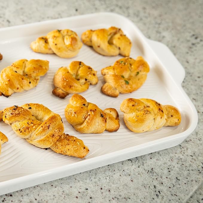 Temp-tations by Tara Baking Pans Set - 9x13" Set of 2 Woodland White Bakeware Sets with Casserole Dish for Oven and Serving Dish for Lasagna, Pies, Meatloaf, Hand-Painted Ceramic Casserole Oven Pan