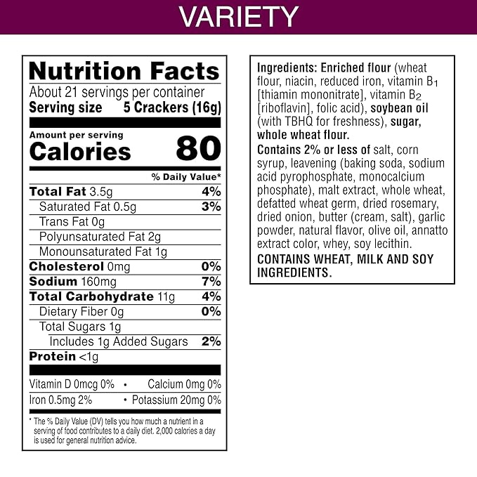 Toasteds Crackers, Cracker Collection, Lunch Snacks, Variety Pack, 12oz Box (1 Box)