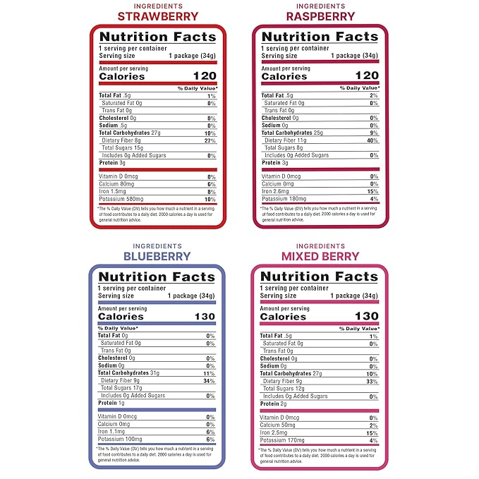 Nature's Turn Freeze-Dried Fruit Snacks, Very Berry Variety Crisps, Pack of 4 (1.2 oz Each)