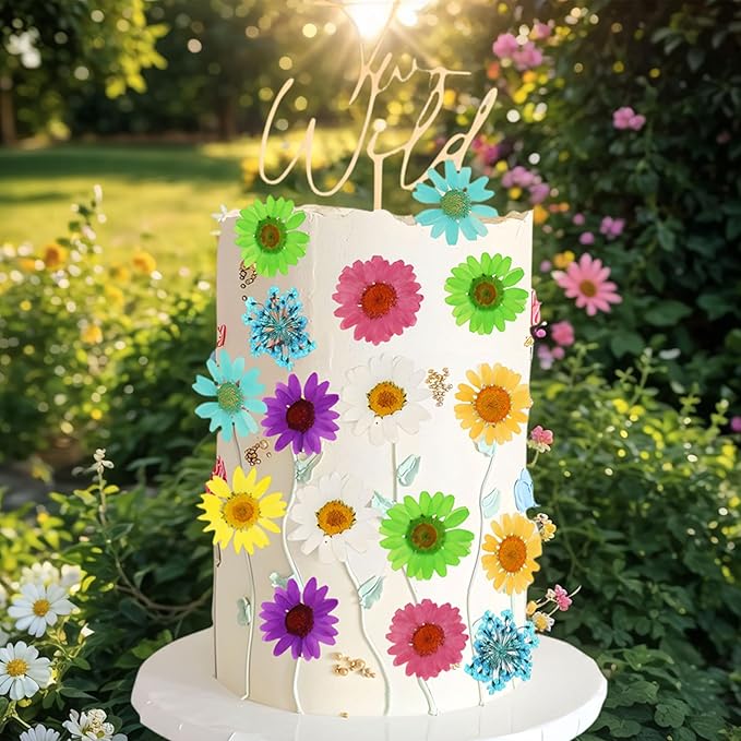 JeVenis Rainbow Wildflower Cake Toppers Wildflower Decor Baby In Bloom for Baby Shower Birthday Bridal Shower Wedding Party Decoration