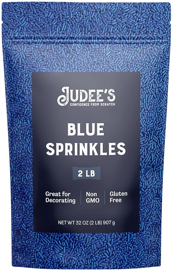 Judee's Gluten Free Blue Sprinkles 2 lb - Gluten-Free and Nut-Free - Brighten Up Your Baked Goods - Great for Cookie and Cake Decoration - Use for Baking and as Dessert and Ice Cream Toppings