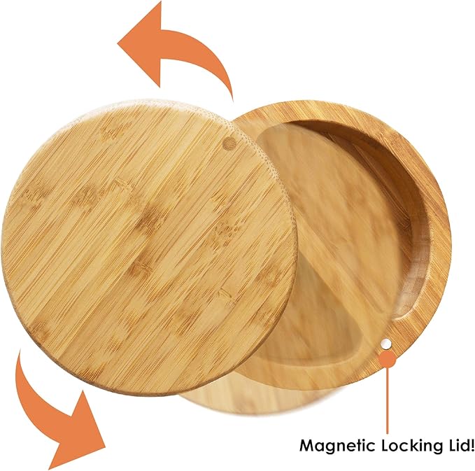 Totally Bamboo Salt Keeper Duet Salt and Pepper Bowl, Cellar and Storage Box with Two Compartments, Magnetic Swivel Lid