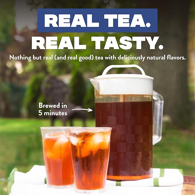 HTeaO Georgia Peach & Hibiscus Black Tea – Texas-Style Flavored Iced Tea Bags for Summer – Instant Ice Tea Packets for Quick Brew - Loaded Tea Sachets Ready in 5 Minutes (8-Count, Makes 4 Gallons Total)