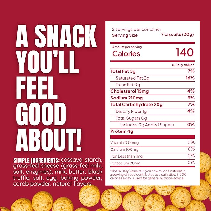 Keep Grazin Grain Free Crunchy Cheese Biscuits - Truffle Flavoured | 2.12 Ounce (Pack of 3) | Gluten & Sugar-Free, Non-GMO Protein Snacks - Baked with 100% Grass-Fed Cheese & Cassava Flour