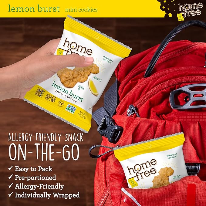 Homefree Treats You Can Trust Gluten Free Mini Cookies, Single Serve, Lemon Burst, 1.0 Ounce (Pack of 30)??,<div>