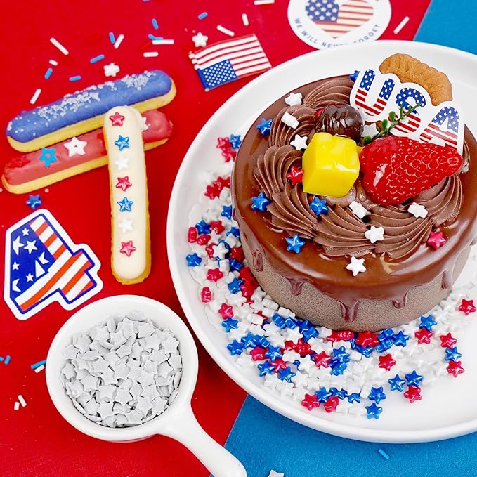 Patriotic Sprinkles, 4th of July, Red White Blue Sprinkles for Cake Decorating, 110g/3.88oz, Cupcake Decoration, Ice Cream Toppings