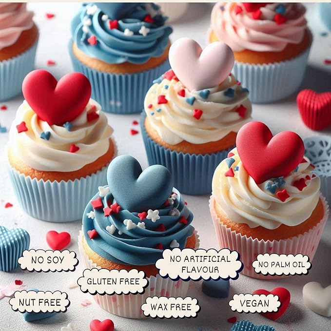 Confect Cake Mate Edible Sprinkles ??Red, White, Navy blue & Silver Star, Pearl Dragees ??Vegan Cake and Cupcake Decorating Toppings for Cookies & Ice Cream | Vegan, Gluten-Free, Soy-Free, Dairy-Free, Palm Oil-Free- 4.2 Oz