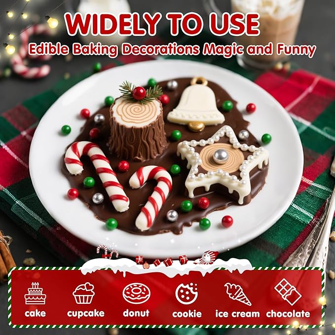 Christmas Sprinkles Pearls for Cake Decorating,130g Red Green White and Silver Pearl Mixed,Edible Sugar Holiday sprinkle for Cupcake Toppers, Cookie, Ice Cream Decorations Christmas Party