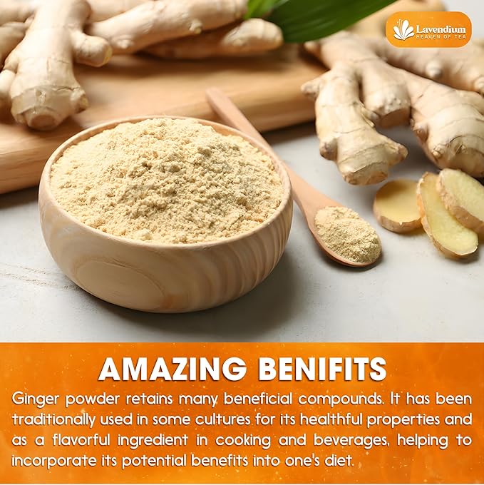 Lavendium, Premium 25oz (1.56 lbs) Ginger Powder ??Ground Ginger Root ??Pure, No Additives ??Ideal for Cooking, Baking, Smoothies, and Spice Blends. No Sugar, No Caffeine, No Gluten, Vegan