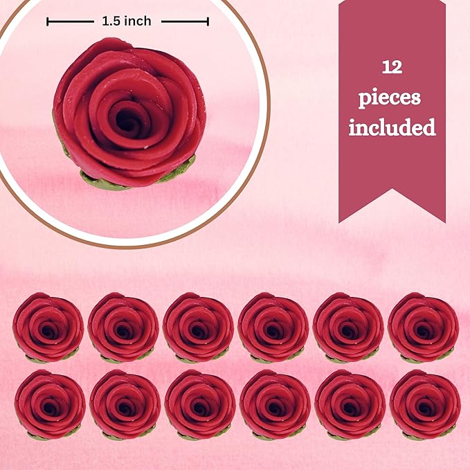 Confect Edible Flower | Edible Flower for cake decorations | Edible Flower Cupcake Toppers | | Cupcakes & Doughnut Edible Toppers | Viva Magenta Sugar Flower-Vegan, Gluten-Free, Soy-Free, Dairy-Free, Palm Oil-Free -Pack of 12