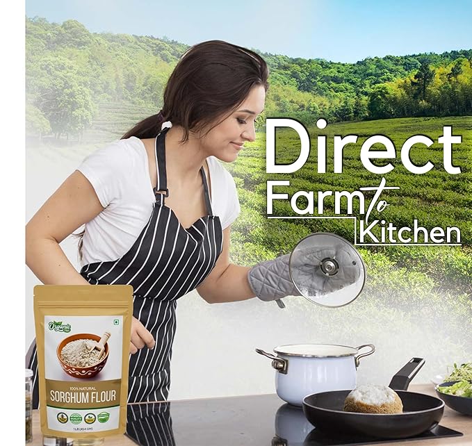 Organic Zing Pure and Organic Sorghum Flour | Organic Jowar Flour | Sorghum Flour Gluten Free | High Fiber and Preservative Free Sorghum Flour | USDA Certified | Product of India - 454gm