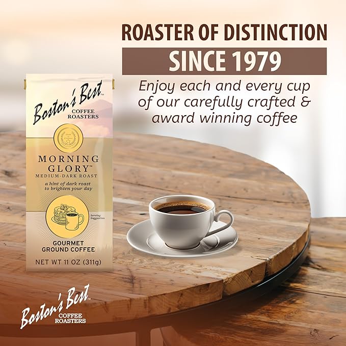 Boston???Best Coffee - Morning Glory Blend, Delicious Medium Dark Roast Delicious Gourmet Coffee, Premium Ground Coffee, 11 oz. / 311 g Bag