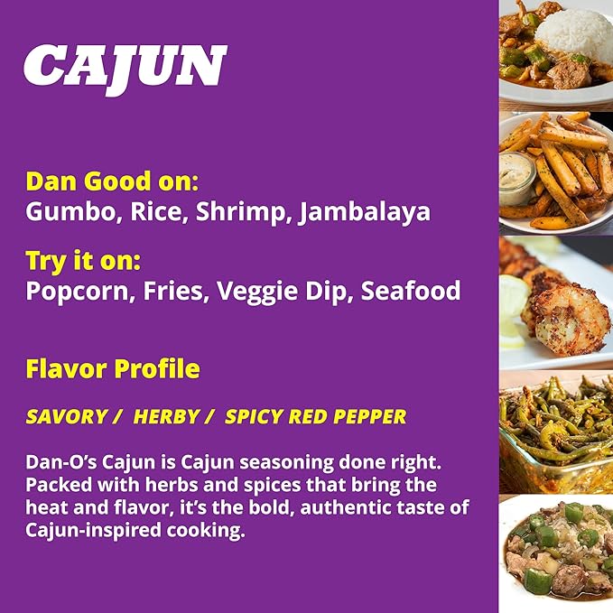 Dan-O's Cajun Seasoning, 2.8 oz Bottle, 2 Pack, Spicy Seasoning for Gumbo, Jambalaya, Shrimp, Chicken and More, Sugar Free, Zero Calorie, Use this Spice Blend to Craft a Marinade, Dry Rub or Sauce