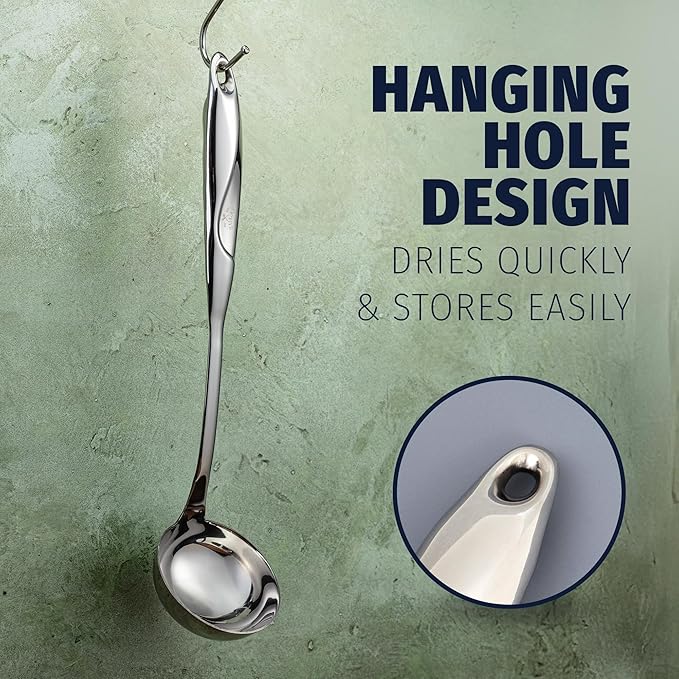 Zulay Kitchen Stainless Steel Soup Ladle ??Lightweight, Strong & Durable Metal Ladle ??Easy to Use, Comfortable Grip, Heat Resistant & Dishwasher Safe ??Perfect for Home Cooks & Chefs (13")