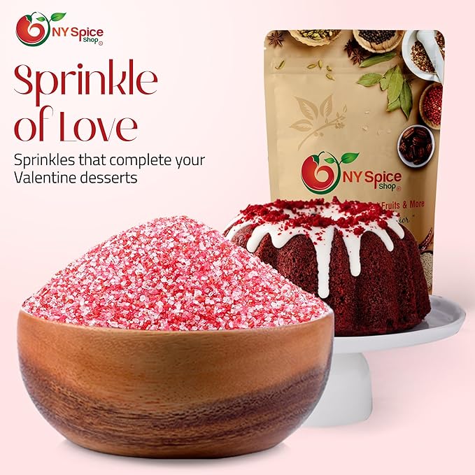 NY Spice Shop Valentines Sanding Sugar - 1 Pound Sweet Colorful Edible Sprinkles - Glitter Sprinkles for Cookies Decoration - Sprinkle Sugar Trendy Treats