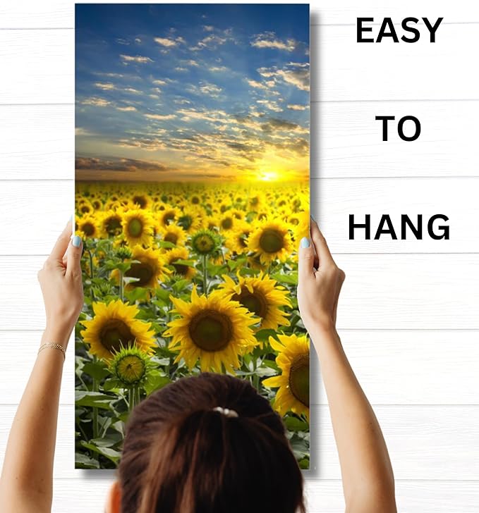 Sunflower Canvas Wall Art Decor - 2 Piece Set, Decorative Multi Panel Split Prints - Flower Field Landscape Picture for Living Room, Kitchen, Bedroom, Office & Home Decor Gift