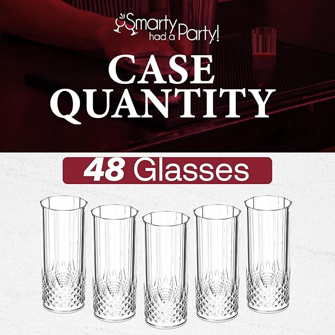 Smarty Had A Party 14 oz Plastic Wine Glasses Pack of 48, Unbreakable Crystal Clear Glasses for Cocktails, Weddings, and Events, Durable Drinkware for Parties