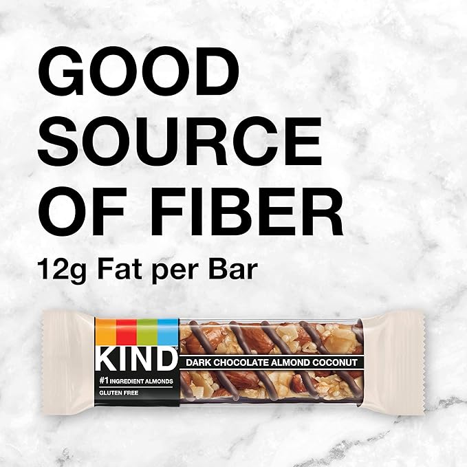 KIND Nut Bars, Dark Chocolate Almond Coconut, Healthy Snack Bars, Gluten Free, 3g Protein, 24 Count