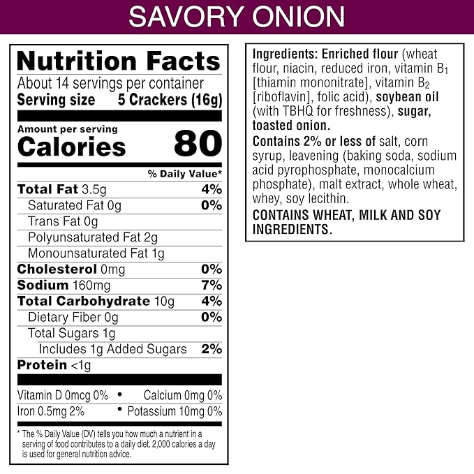 Toasteds Crackers, Party Snacks, Lunch Snacks, Savory Onion (6 Boxes)