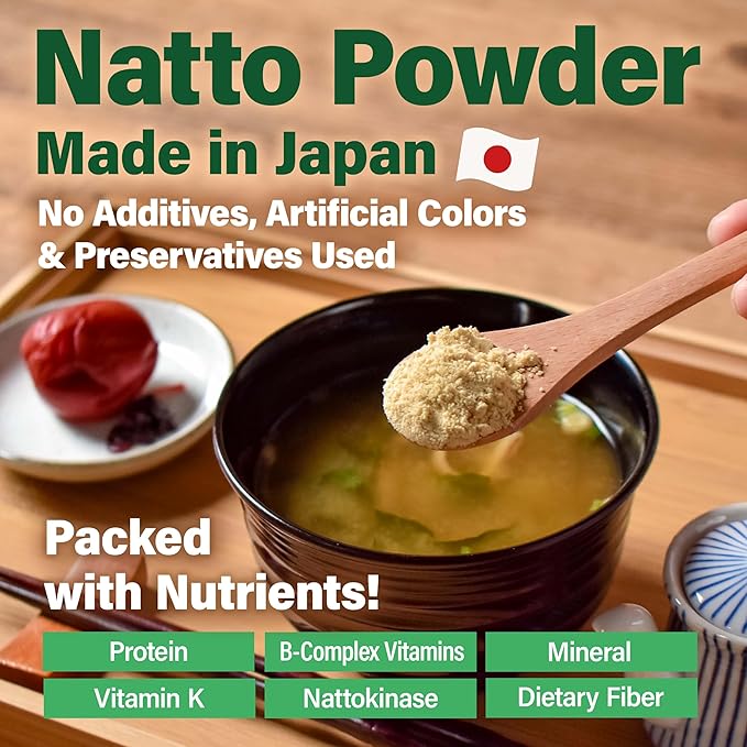 YAMASAN KYOTO UJI Japanese Natto Fermented Soybean Powder, Freeze-Dried Natto Powder, Vitamin K, Japanese Probiotic and Prebiotic Superfood ??Low Sodium, Non-GMO, Vegan, Made in Japan 50g(1.76oz)