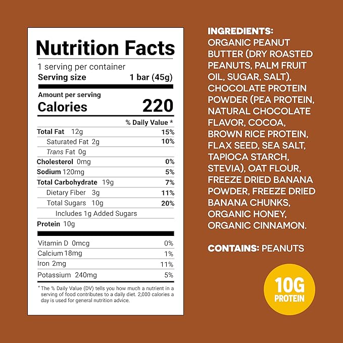 FROPRO Plant Protein Snack Bars - Plant Based Protein Bars, All-Natural, Gluten, Dairy, & Soy Free, High Protein Bars with Low Calories | Banana Crunch, 24 Pack