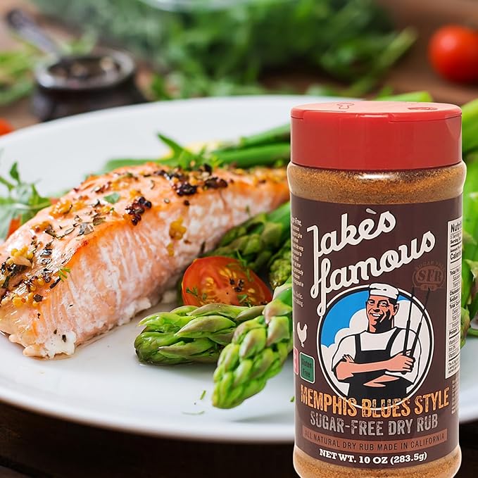 Jake?™s Famous Memphis Rub, BBQ Rub 10 Oz Sugar Free, Gluten Free, Seasoning Mix for Ribs, Pork, Brisket, Beef, Classic Southern Barbecue Rub for Smoking & Grilling