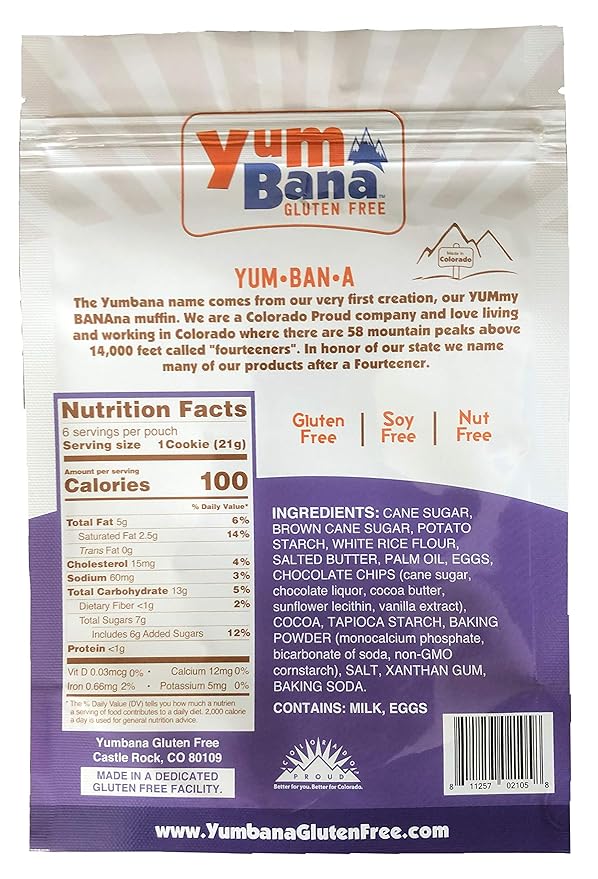 Yumbana Gluten Free Double Chocolate Cookies - Soy Free, Nut Free Cookies - No Artificial Flavors or Preservatives - Great for Snacks and Parties - 2 Pack