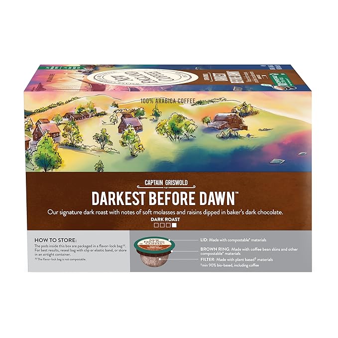 New England Coffee Darkest Before Dawn Dark Roast Single Serve Pods, 10ct Box (Pack of 6)