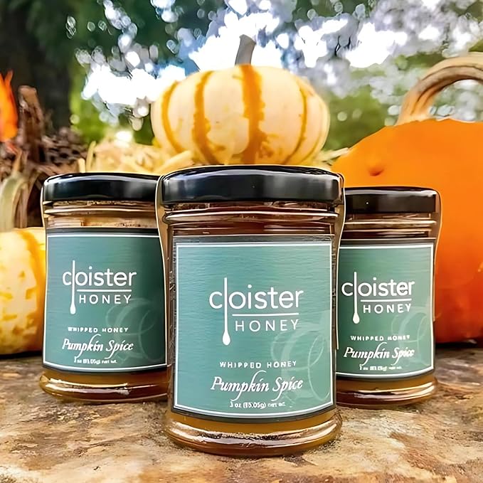 Cloister Honey Whipped Honey - Pumpkin Spice (9 oz) | Hand Crafted | Raw Artisan Honey | 100% Pure, Raw & Unfiltered | All Natural | Made in USA |