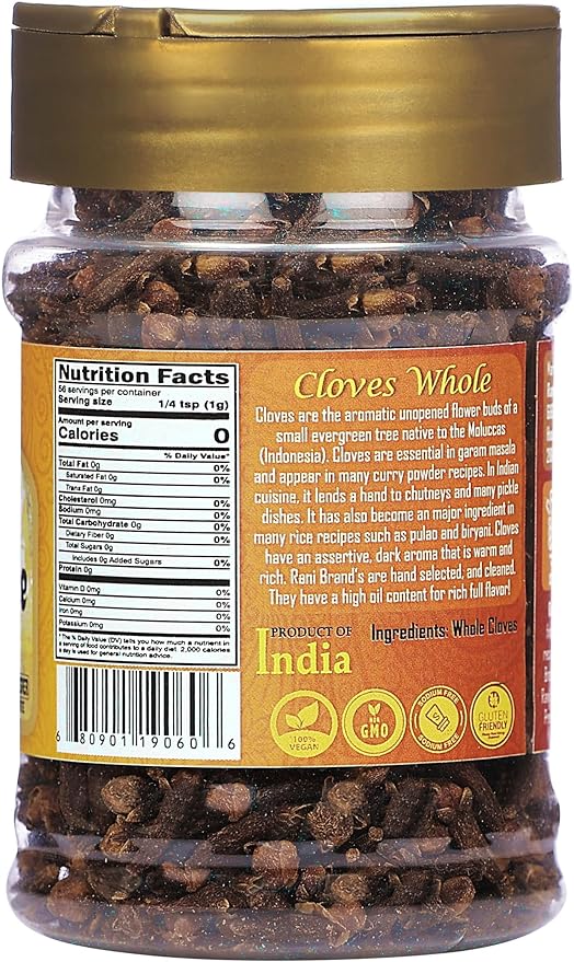 Rani Cloves Whole (Laung) 2oz (56g) Great for Food, Tea, Pomander Balls and Potpourri, Hand Selected, Spice, PET Jar ~ All Natural | NON-GMO | Kosher | Vegan | Gluten Friendly | Indian Origin
