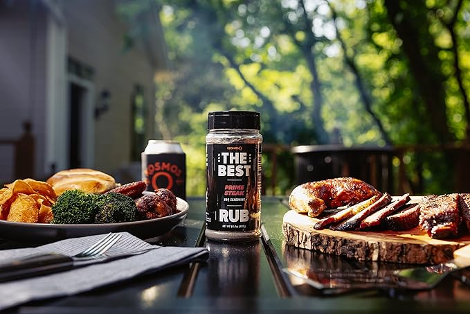 Kosmos Q The Best Prime Steak Rub, Bold BBQ Meat Dry Rub & Steak Seasoning with Garlic, Onion, Spices & Smoke Flavor, For Ribs, Pork Chops, Chuck Roast, Brisket & More, 14.4 Oz Shaker Bottle