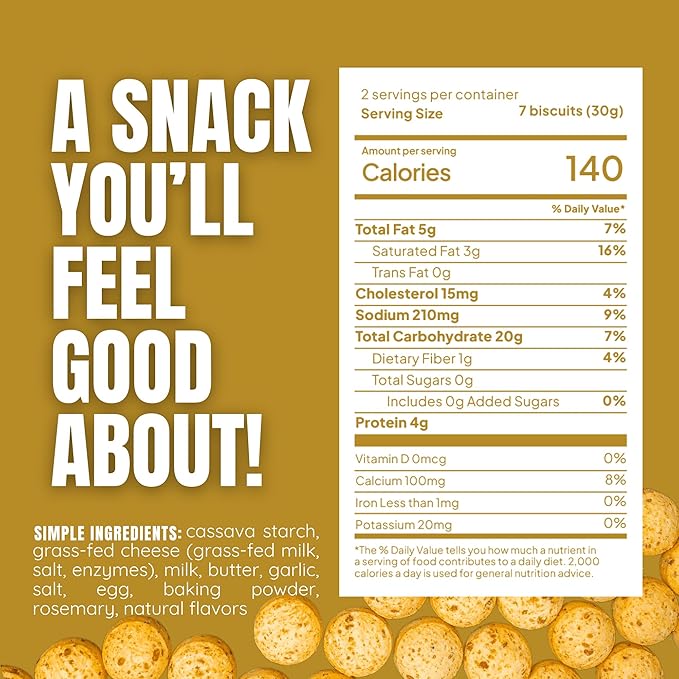 Keep Grazin Grain Free Crunchy Cheese Biscuits - Rosemary Garlic Flavoured | 2.12 Ounce (Pack of 3) | Gluten & Sugar-Free, Non-GMO Protein Snacks - Baked with 100% Grass-Fed Cheese & Cassava Flour
