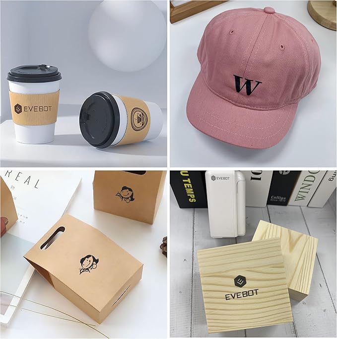 PrintPods Handheld Inkjet Printer for T-Shirts, Cartons, Wood Grain, Portable Mini Printer Custom Logo, Time, Pattern, Word, QR Code - Bluetooth, Light Red FancyBox 1PCS