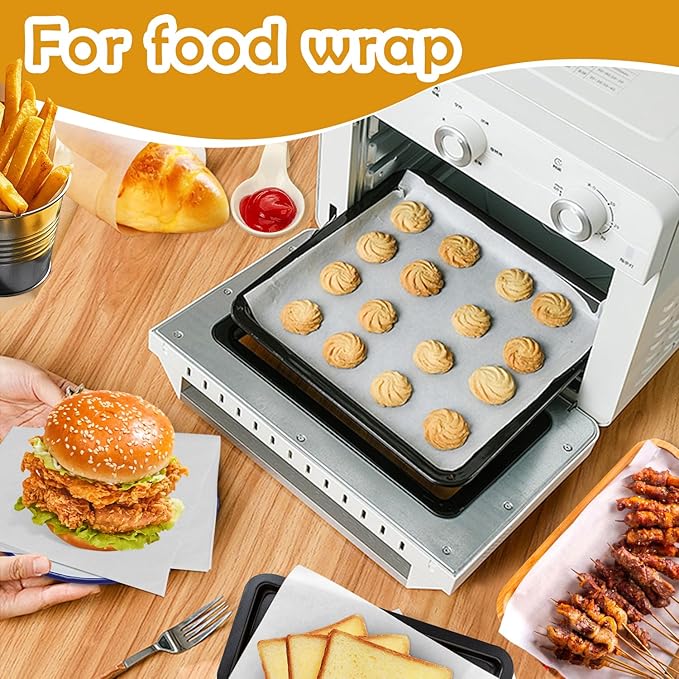 600Pcs Parchment Paper Sheets for Baking, 12 x 16 Inch, White, Non-Stick Precut Half Sheet Parchment Paper for Baking, Cooking, Air Fryer, Oven