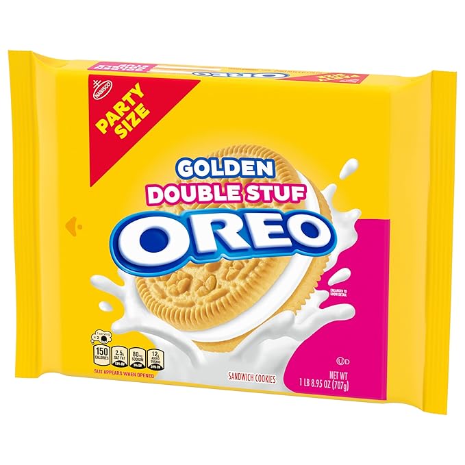 OREO Double Stuf Golden Sandwich Cookies, Party Size, 24.95 oz