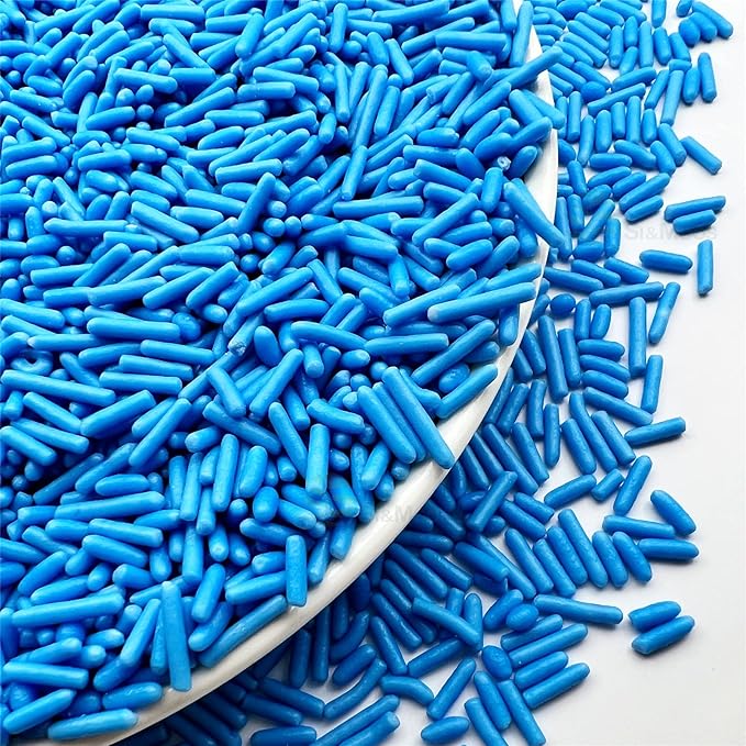 SE Si&Moos Blue Sprinkles Edible Blue Jimmies Soft Jimmy Sprinkles Halloween Cake Decorations Christmas Cookie Decorations for Topping Ice Cream, Cookies, Cakes, Cupcakes, Dessert Decorating 2.75 OZ