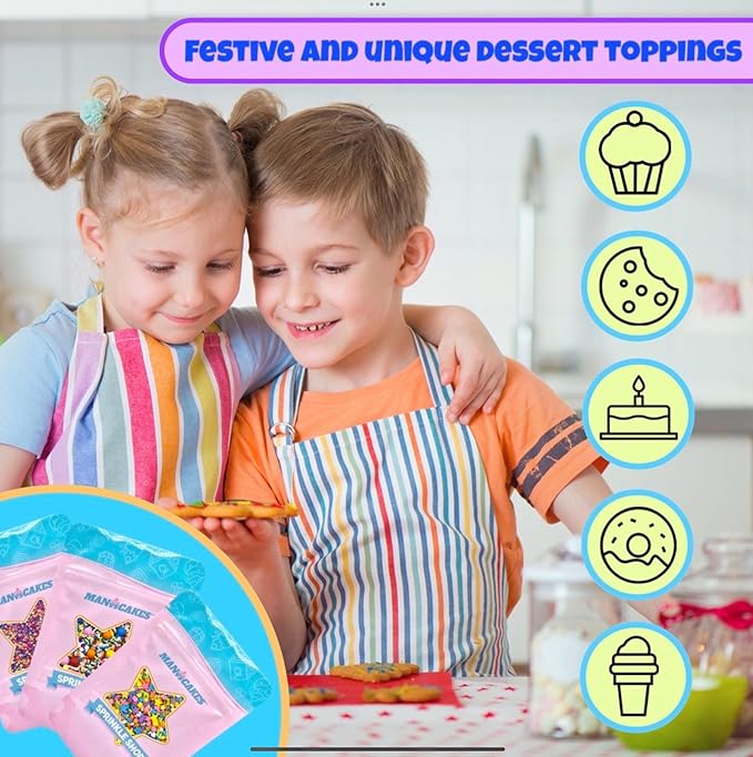 Manvscakes, Natural Rainbow Sprinkles, No Artificial Dyes, Gluten Free, Nut Free, 3 ounces, Cake Decorations, Cupcake Sprinkle Blend, Baking, Birthday Cake, Ice Cream Topping