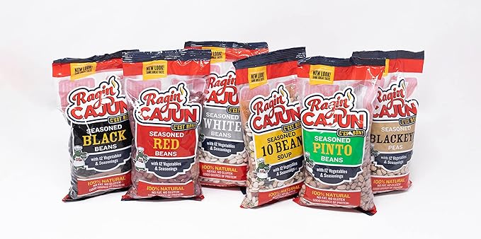 Ragin' Cajun Seasoned White Beans - 16 oz Pack, Pack of 4, Fat-Free, Gluten-Free, Reduced Sodium - Authentic Louisiana Creole Dish
