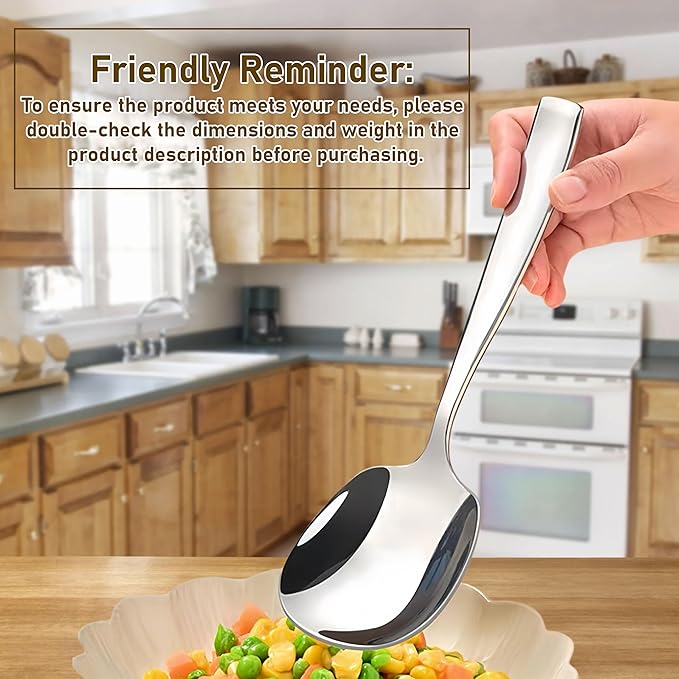 X-Large Buffet Serving Spoon,316L Stainless Steel Heavy duty Serving Spoon,Dishwasher Safe 9.5 inches 2Pack